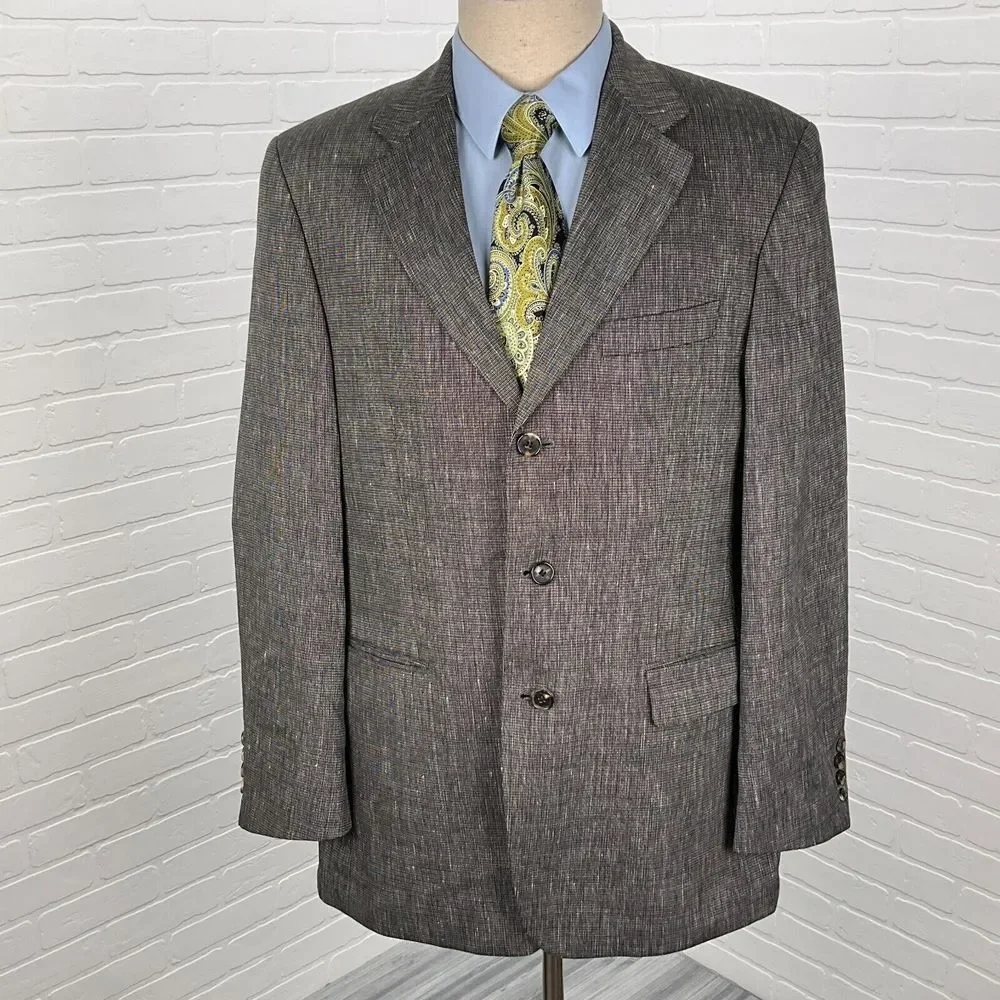 Hugo Boss Blazer Men 40R Gray Da‎ Vinci Textured Classic Career Wool Croatia VTG